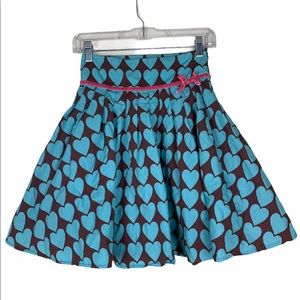 Mini Boden Heart Printed Cotton Circle Skirt 9/10y